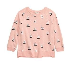 Peek Toddler Girls Long Sleeve Holiday Snowglobe Sweatshirt in Peach 3T MSRP $46